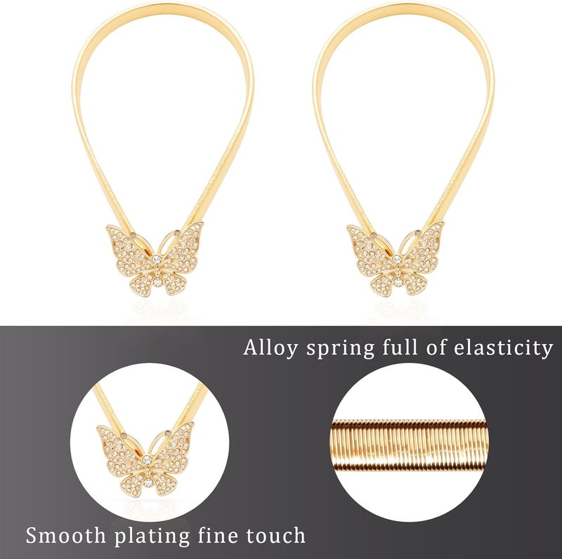 LLPMutu 4Pack Aluminum Alloy Spring Design Curtain Tiebacks - Leaf Carving Design Curtain Ties for Drapes - Modern Style Gold Butterfly Holdbacks - Image 5